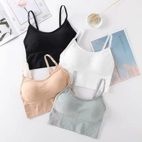 D&E JEANS Women Cotton Padded Wire Free Summer Sports Bra Cami Tank Top for Workout Fitness Yoga Women's Regular Bra wear | Daily Wear Activewear Tops T-Shirt Bra Girl's Sports Bras Combo Bra Workout Fitness (Wrapped Chest Low Back Bra)(Pack Of 2)