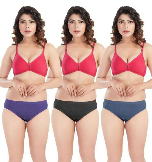 Mansi lingeries women's cotton plain panty,multi color (pack of 3), Inner elastic panty - XXL