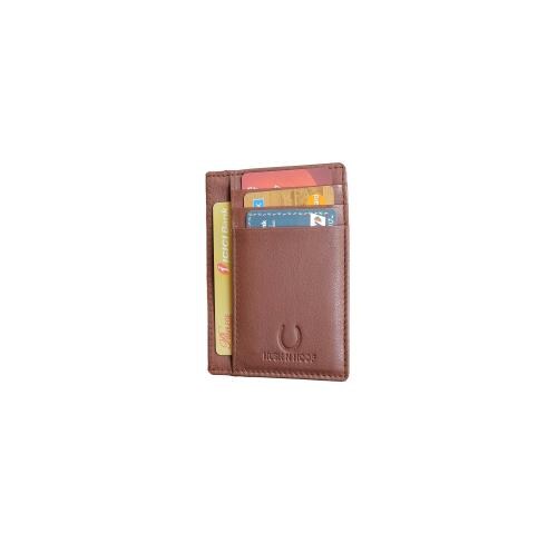 Husk N Hoof Wood Brown Leather Rfid Protected Credit Card Holder Wallet For Men, Women