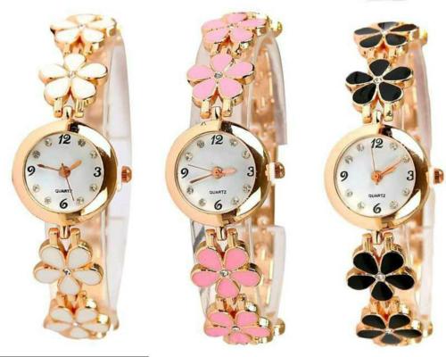 Bolun Analog Multicolor Dial Gold Strap Watch For Women (Pack Of 3)