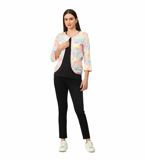 wear all week Women Multicolor Printed Cotton Jersey Shrug (XXXL)
