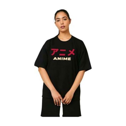 MONTERA INDIA ELEVATE YOUR STYLE Stylish and Comfortable Women's Oversized Black Cotton Blend Half Sleeve T-Shirt, Ideal for Casual Wear on Any Occasion,Offering Effortless Chic Appearance Colour- Black ( Size-M)