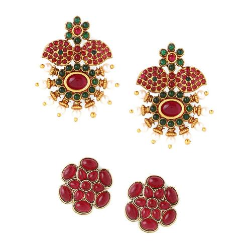 Kairangi by Yellow Chimes Metal Pearl Stud Earrings for Women and Girls (Pair of 2)