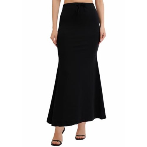 Snilin Premium Fabric Lycra Saree Shapewear Petticoat For Women,Fish Cut Shapewear For Women|Colour-Black|Size-S