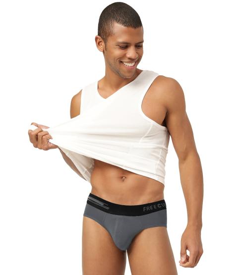 FREECULTR Men's Ash Grey Solid Pure Modal Briefs