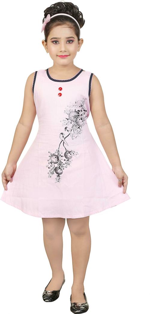 JBRFASHION Girls Dark Blue Cotton Blend Dress (7-8 Y)