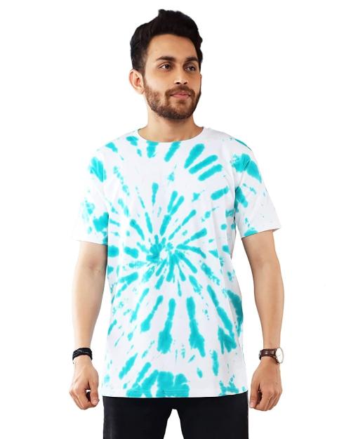 Lappen Fashion Men Bleach Crumble Tie and Dye Cotton Round Neck Thirt Multicolor M