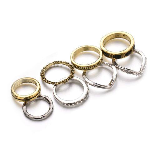 Young & Forever Black Non-Precious Metal Midi Ring For Women Set of 8