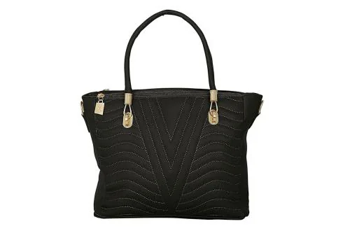 LADY QUEEN Black PU Leather Women and Girls Handbag (LQ-0008B)