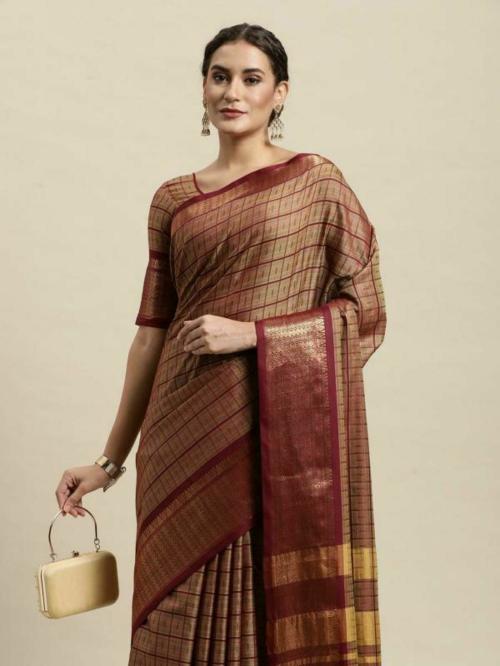 JUHI COLLECTION Jolly Woven Design Cotton Silk Saree for Women (Maroon)