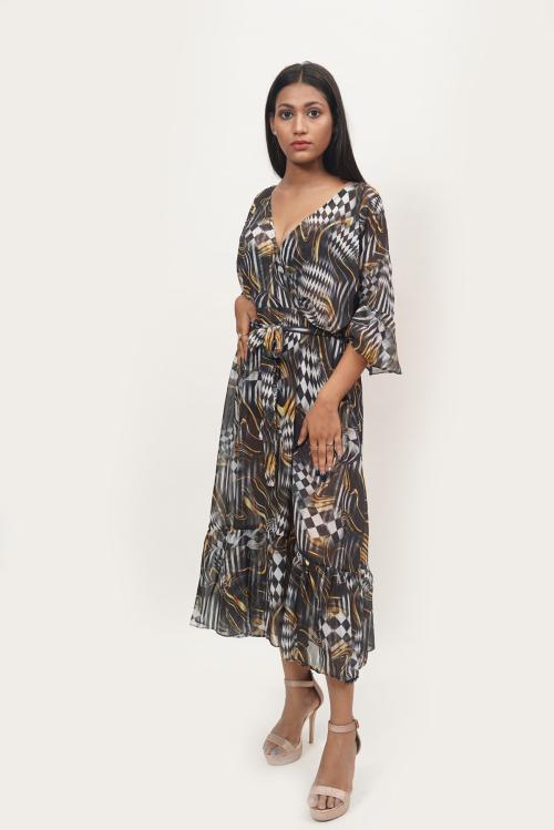 RAVI RAJORIA - Women Georgette Digital Printed Beach wear Kaftan Freesize RCZA-2-XXL