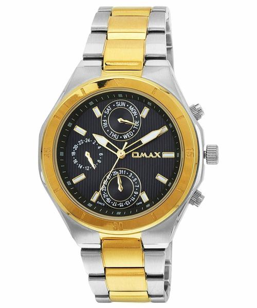 OMAX Analog silver&Golden Watch Black Dial With Multi-color Strap for Men - SS627