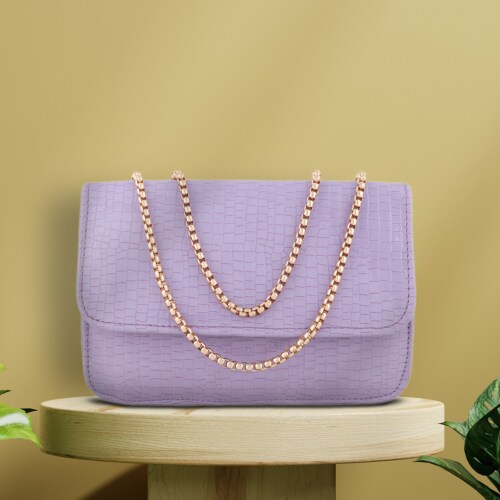 Lekhx-Elegant Lavender PU Leather Sling Bag for Girls/Womens