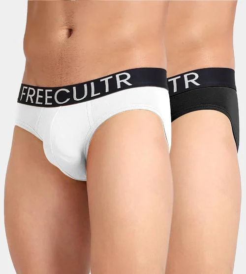 Freecultr Men's Organic Cotton Underwear, Ultrasoft Waistband, Premium Snug-Fit Briefs - Pack of 2