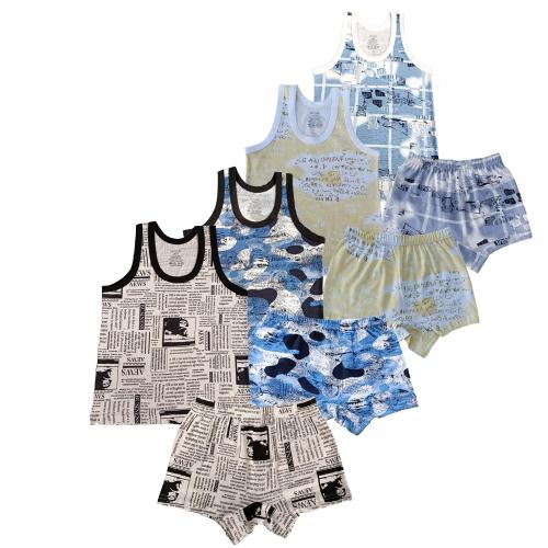 UCARE Boys Multicolor Printed Cotton Pack Of 4 Inner Wear Baniyan Sando Vest Set (9 Years-10 Years)