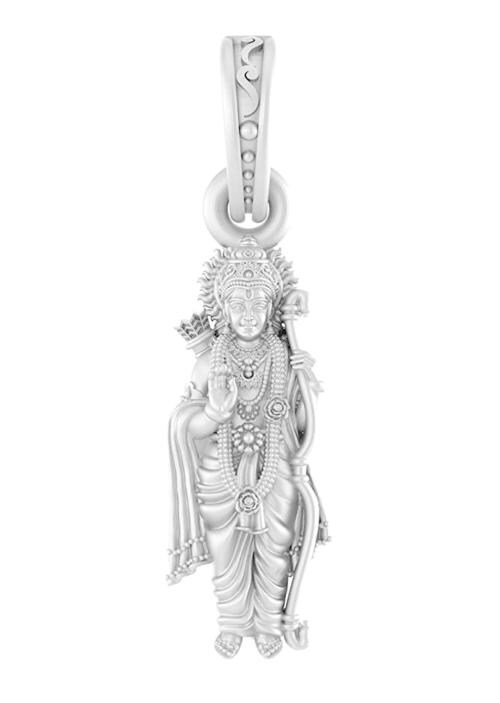 Akshat Sapphire Pure Silver God Ram Ji Pendant Suitable For Men and Women