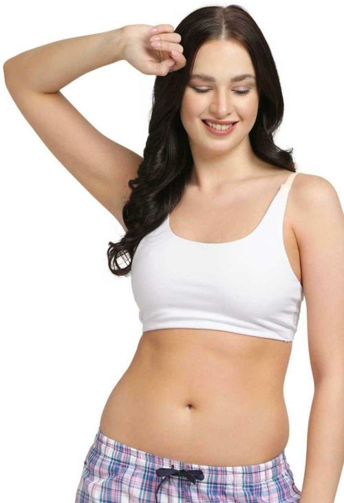 Lovable Women Non Padded & Non Wired Sports Bra ( White _ M )