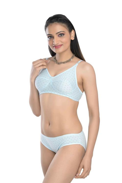 RTX Women Blue Cotton Bra With Panty