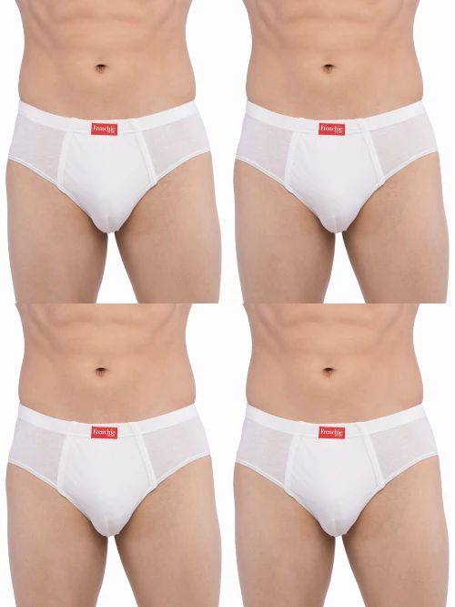 VIP FRENCHIE MENS COTTON WHITE BRIEF PACK OF 4