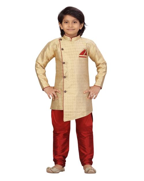 Aarika Boys Fawn-Maroon Color Kurta Pyjama Set