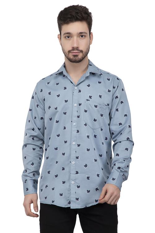 YHA Mens Grey Printed Shirt