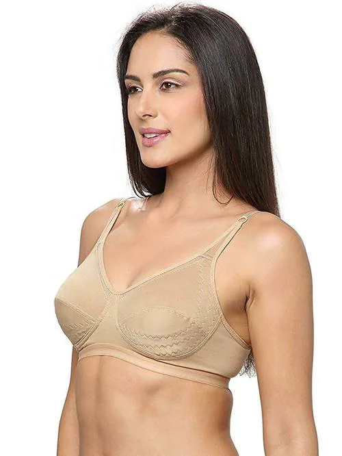 Buy LOVABLE Women Non-Padded Wire-Free Seamed Regular Strap Closure Full  Coverage Bra (Beige_Size-36D) Online at Best Prices in India - JioMart.