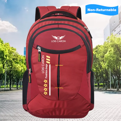Lois Caron LCBS-021 Red Color Laptop Backpack With Raincover Hi-Storage 35 L Laptop Backpack For Boys , Mens , Womens & Girls