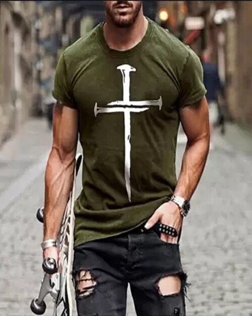 Attitude Olive Printed T-Shirt ( Talwar ) XL