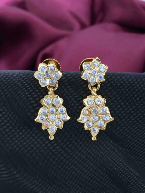 PBM CREATIONS Gold Plated Drops And Danglers Earing White, Gold For Women, Girls