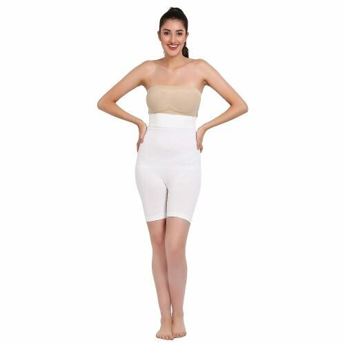 Day n Dark High Waisted Body Shaper Shorts Shapewear for Women Tummy Control Thigh Slimming Technology (White)