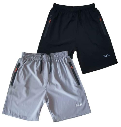 Buttons & Bows Men's Relax fit/Dry Fit Shorts/Knickers with 02 Zip Pocket/Light Weight Quick Dry/Regular Fit/Machine Wash-02 Pieces- Grey & Black