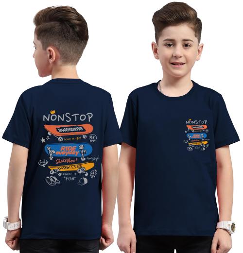 WYATT Boys Regular Cotton Blend Printed T-Shirt (Pack of 1)