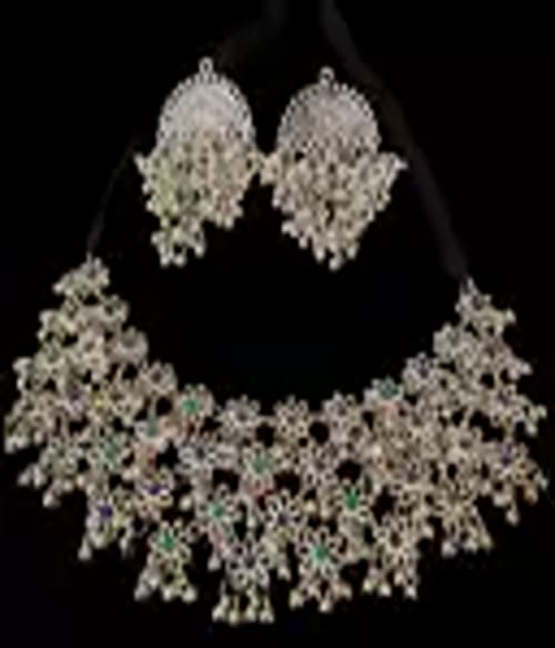 RED CHIKU Women Jewellery Set With Silver Plated-16-Size-Adjustable-Colour-Multicolor