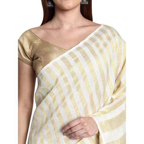 Studio Curate Women's printed Turkey Silk Saree with running blouse (Black and white)