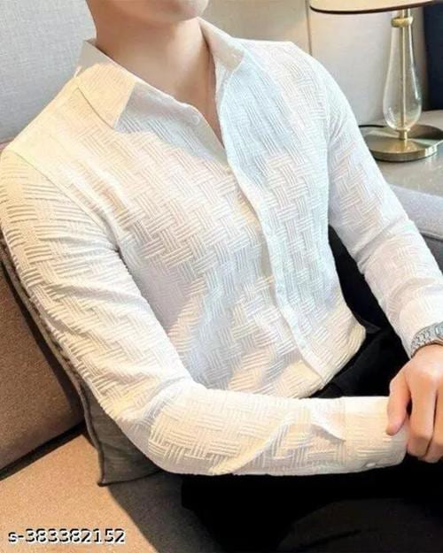 OCtaviAN POPCORN FABRIC HALF SLEEVEPLAIN PARTY WEAR CASUAL SHIRT 611-L