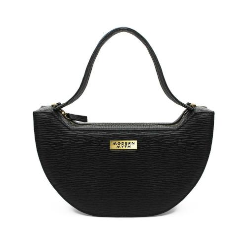 MODERN MYTH Sail Black Ribbed Half Moon Shaped Handbag