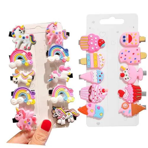 alamodey Multipack of 2cards of baby unicorns Hair Clip (Multicolor)