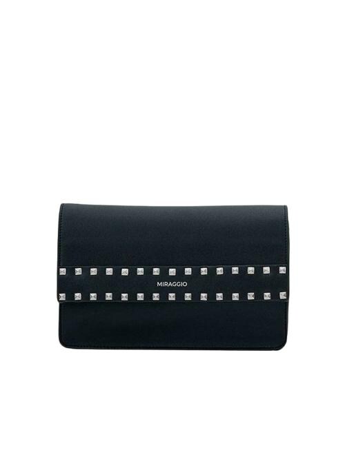 Miraggio Womens Black Faux Leather Crossbody Handbag