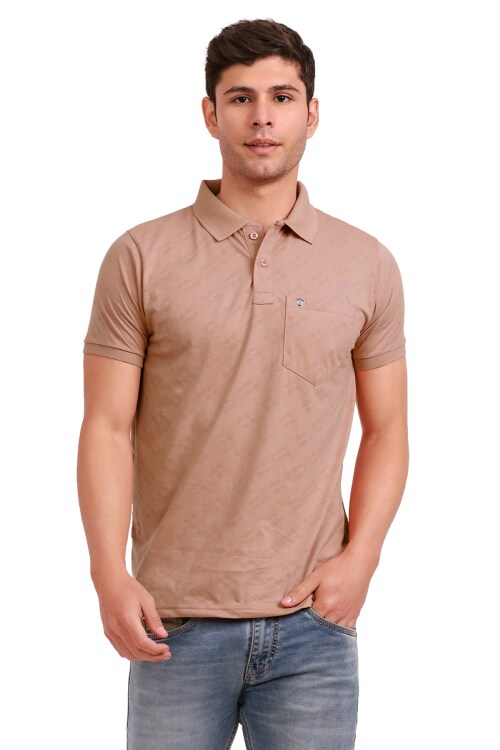 Juki Men Regular Fit Men's Jacquard Polo T-shirt Pastel Peach