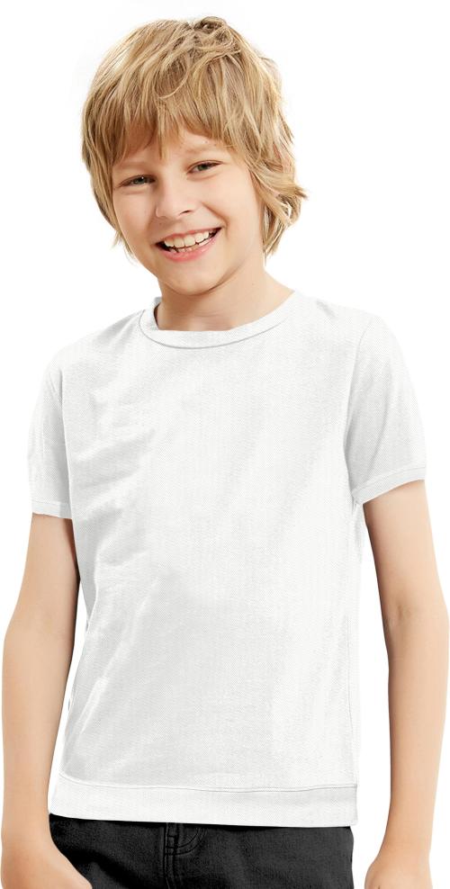 Coper Buck Boys White Solid Cotton Blend T Shirt (8-9 Years)