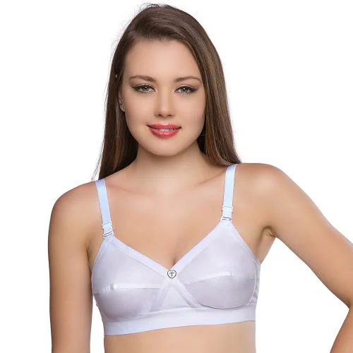 TRYLO KRUTIKA PLAIN WOMEN'S NON-WIRED NON-PADDED FULL COVERAGE 100% COTTON BRA KRUTIKA PLAIN White 32C