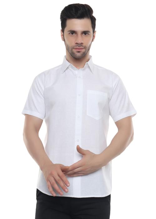 Swadeshi collection Men Solid Formal half sleves White Shirt
