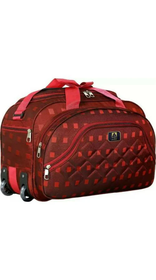 Avila Red, Maroon Polyester Duffel Bag with Wheels 55L