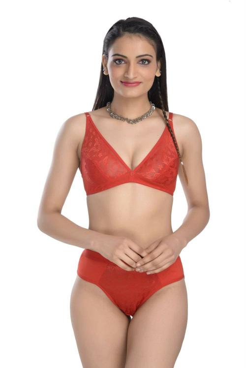 RTX Women Red Cotton Bra With Panty
