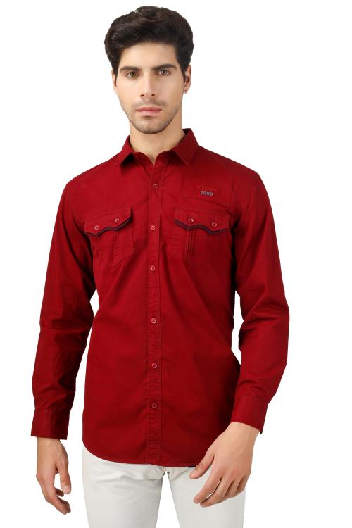 tdi Full Sleeves Formal Slim Fit Dark Maroon Shirt with Regular Collar Shirt | 100% Cotton Fabric
