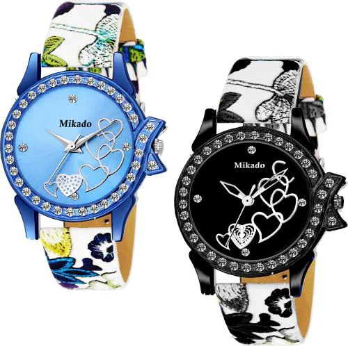 Mikado Analog Multicolor Watch For Girls ,Pack Of 2