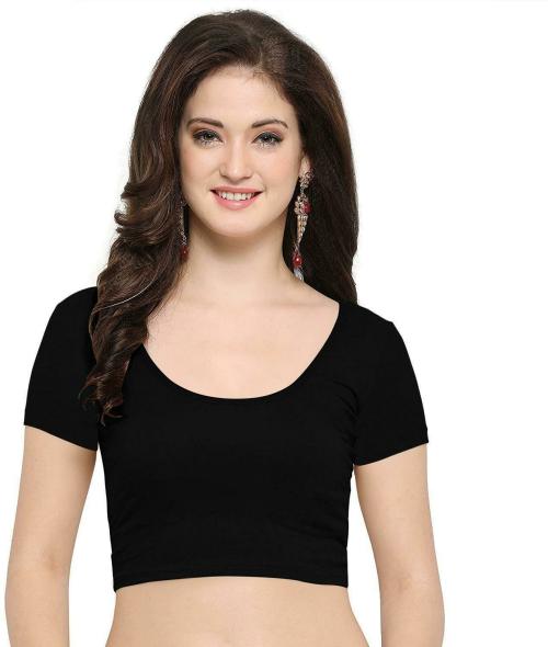 Buy THE BLAZZE_Women Cotton Blend Black Crop Top_XS Online at Best