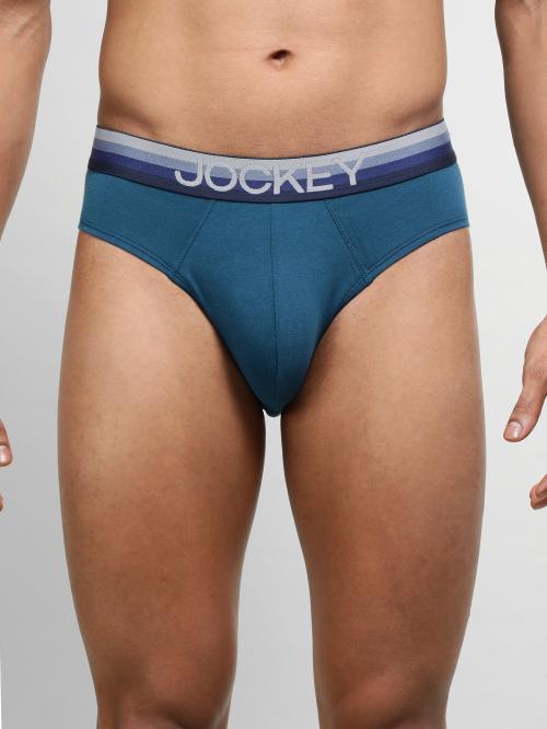 jockey Men Seaport Teal Solid Cotton Blend Briefs