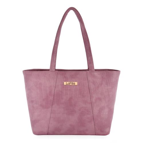 Buy LaFille Women's Animal Print Croco Fair Large Purple Tote Bag