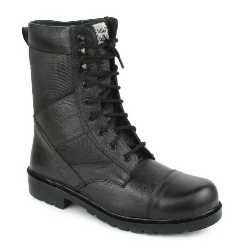 DSF Genuine Leather LACE-UP COMBAT ARMY/POLICE LONG DMS BOOTS FOR MEN (Black)